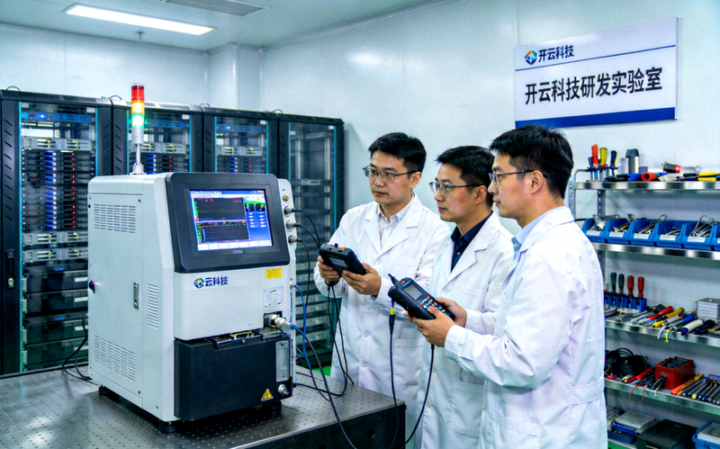开云科技研发实验室中工程师正在进行精密设备测试